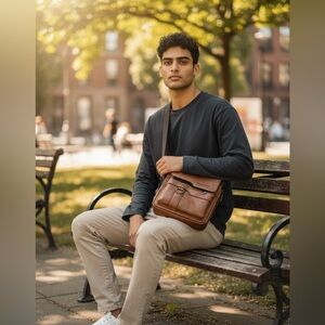 Wokier Tan Faux Leather Unisex Messenger Bag
11x8x2